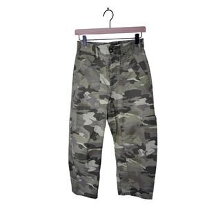 ANTHROPOLOGIE Pilcro Millie Mid Rise Button Fly Camo Barrel Pants Size 26 Green